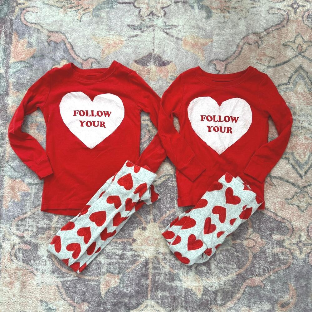 Old Navy Valentines Day Pajamas Sibling Bundle 3T+5T